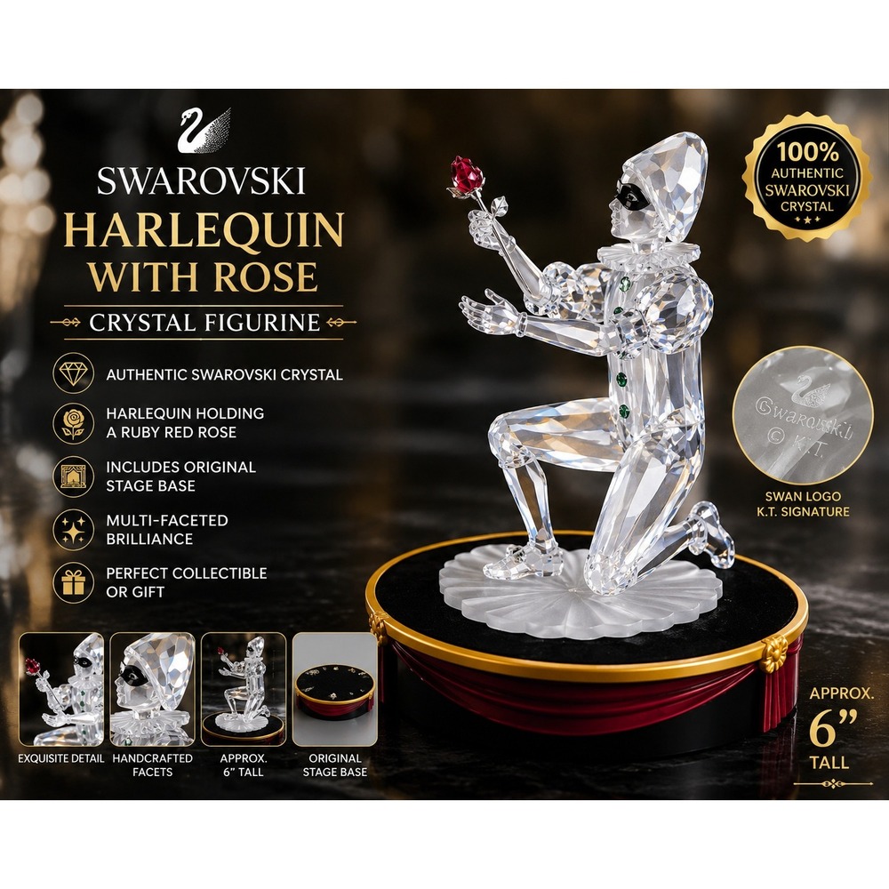 Swarovski Crystal 1999 Annual Edition Masquerade Pierrot Figurine with Stand